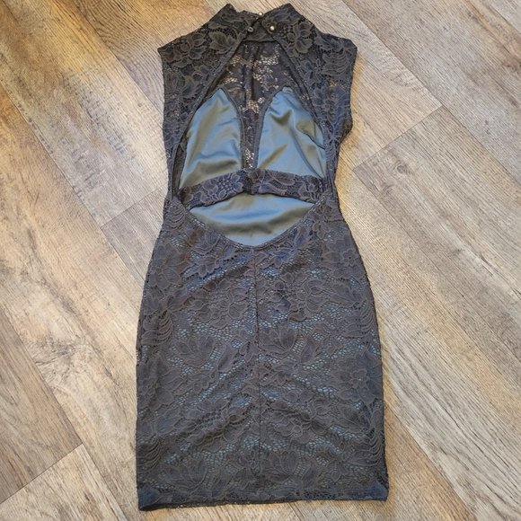 Hello Miss Lace Cut Out Olive Green Dress Size Small - Picture 6 of 9